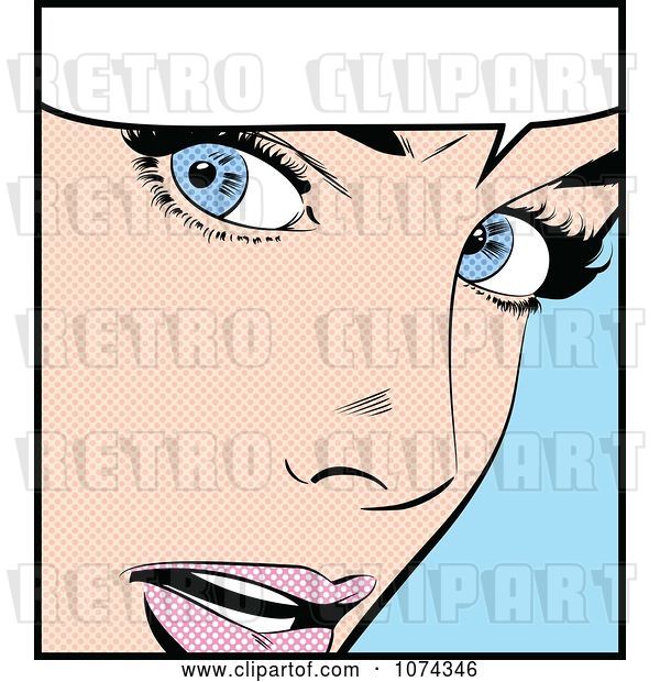 Vector Clip Art of Retro Surprised Pop Art Lady and Word Balloon