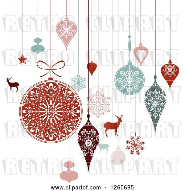 Vector Clip Art of Retro Suspended Christmas Baubles and Items