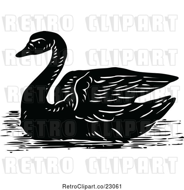 Vector Clip Art of Retro Swan