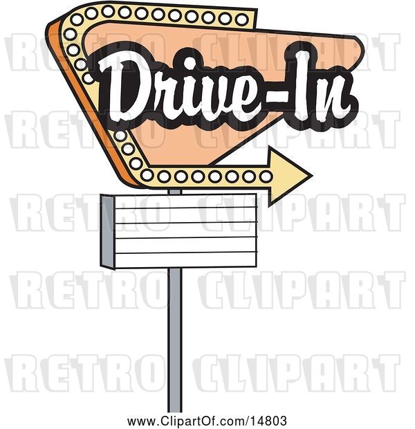 Vector Clip Art of Retro Tan Drive in Sign with an Arrow