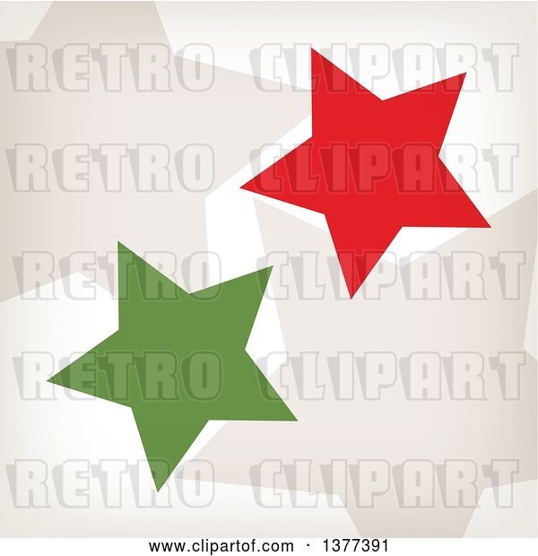 Vector Clip Art of Retro Tan, Red and Green Stars