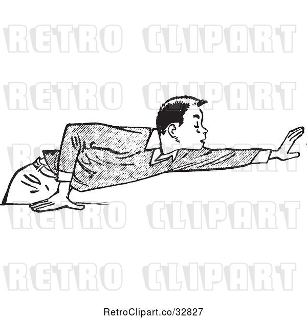 Vector Clip Art of Retro Teenage Boy Rudely Reaching over a Table