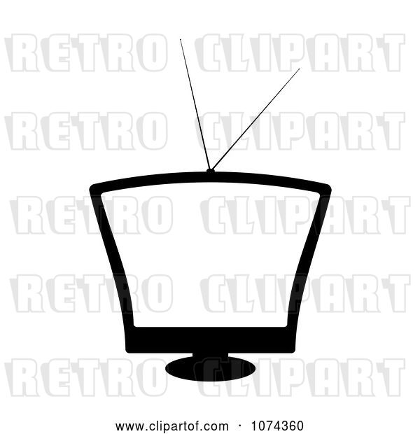 Vector Clip Art of Retro Television with a Blank Screen