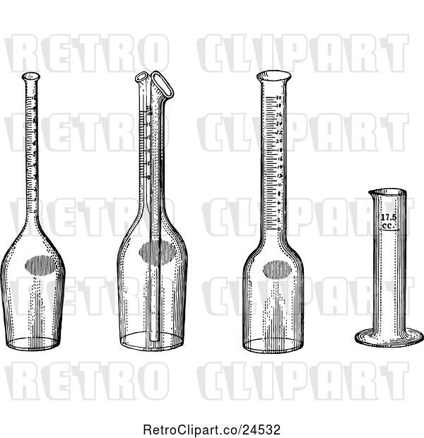 Vector Clip Art of Retro Test and Measuring Bottles