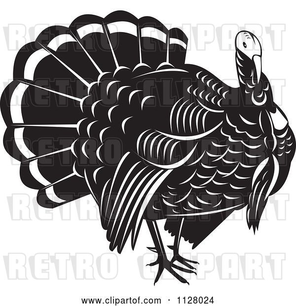 Vector Clip Art of Retro Thanksgiving Turkey Bird