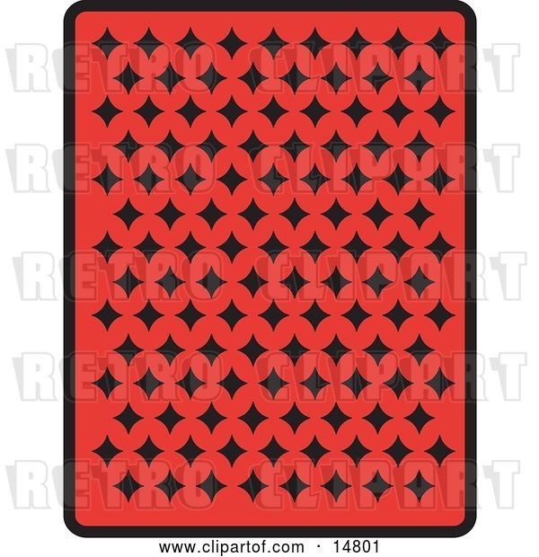 Vector Clip Art of Retro the Back of a Red Playing Card with Black Diamonds