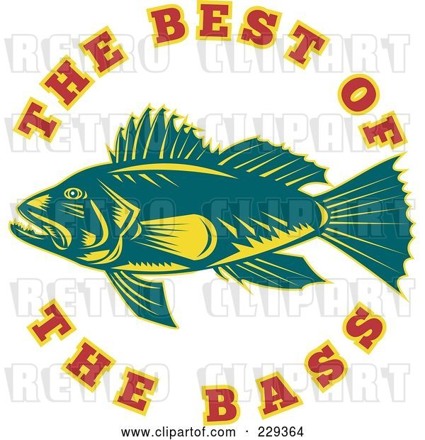Vector Clip Art of Retro the Best of the Bass Text Around a Fish