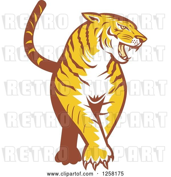 Vector Clip Art of Retro Tiger Prowling