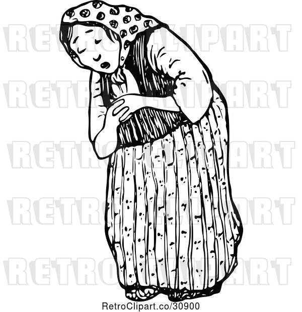 Vector Clip Art of Retro Tired Old Lady