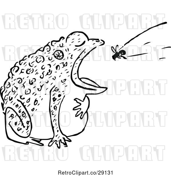 Vector Clip Art of Retro Toad Eating a Fly