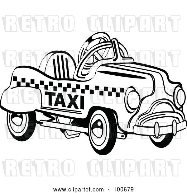 Vector Clip Art of Retro Toy Pedal Taxi Car