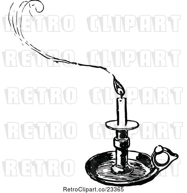 Vector Clip Art of Retro Tray Candle Holder and Smoke