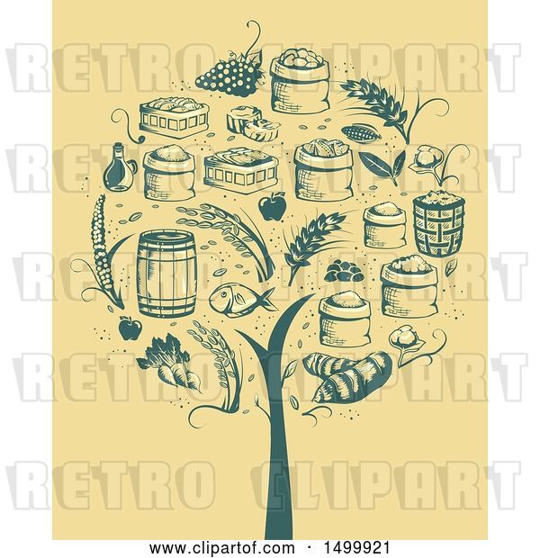 Vector Clip Art of Retro Tree Formed of Agricultural Icons