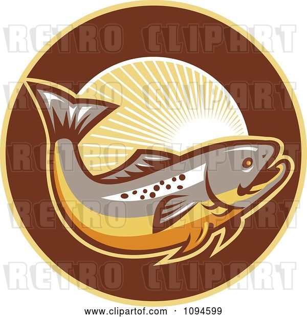 Vector Clip Art of Retro Trout and Rays