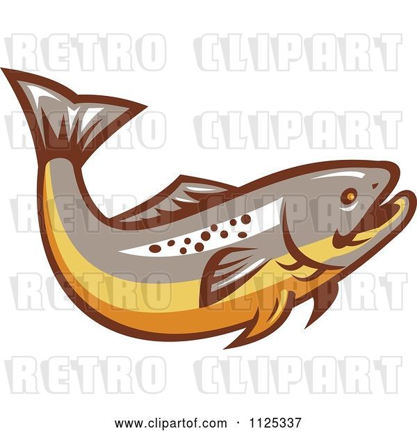 Vector Clip Art of Retro Trout Fish