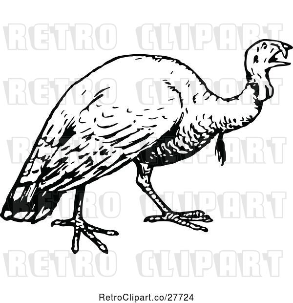 Vector Clip Art of Retro Turkey Bird