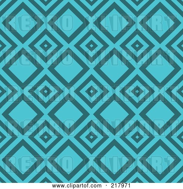 Vector Clip Art of Retro Turquoise Diamond Pattern Background