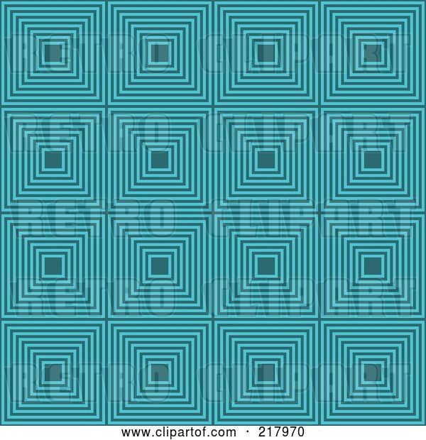 Vector Clip Art of Retro Turquoise Square Pattern Background