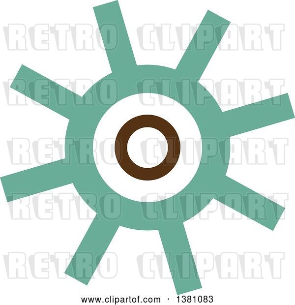 Vector Clip Art of Retro Turquoise Steampunk Gear Cog Wheel