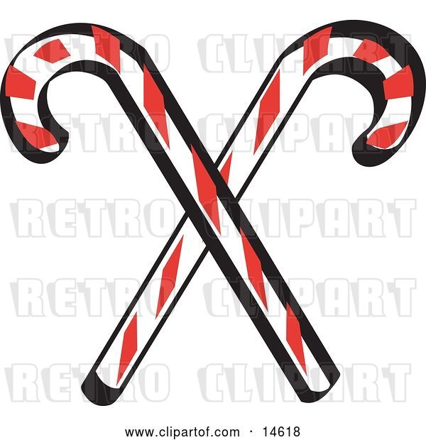 Vector Clip Art of Retro Two Red and White Candy Canes