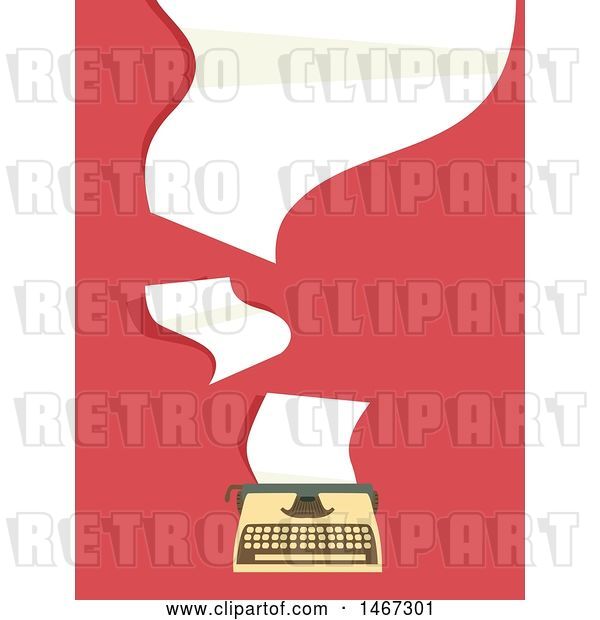 Vector Clip Art of Retro Typewriter with Flying Papers