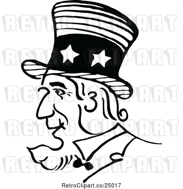 Vector Clip Art of Retro Uncle Sam Profile