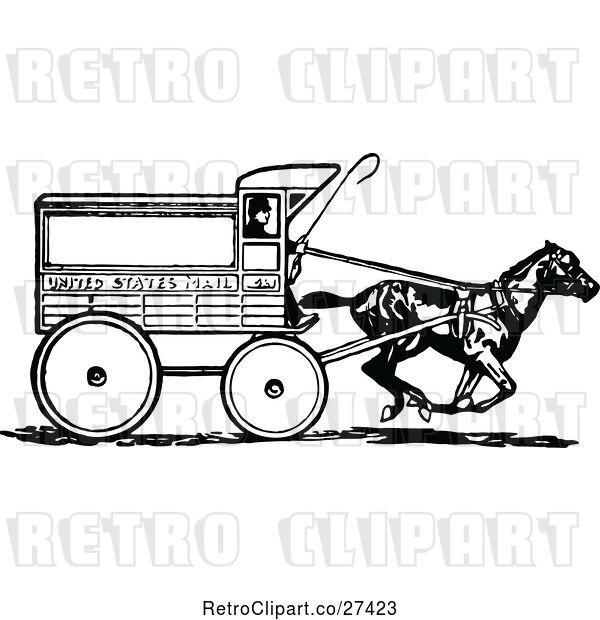 Vector Clip Art of Retro United States Mail Cart