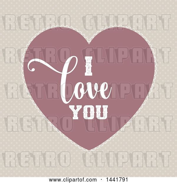 Vector Clip Art of Retro Valentines Day I Love You Heart on Polka Dots