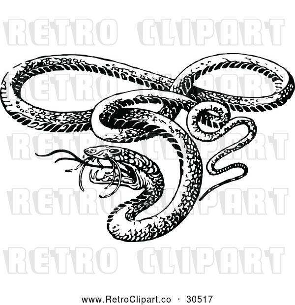 Vector Clip Art of Retro Vicious Snake