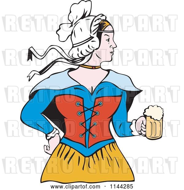 Vector Clip Art of Retro Victorian Beer Maiden