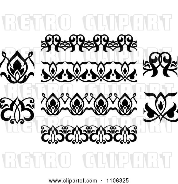 Vector Clip Art of Retro Victorian Floral Borders and Design Elements 2