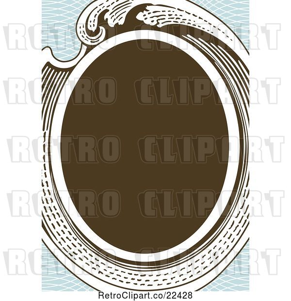 Vector Clip Art of Retro Victorian Oval Frame on Blue