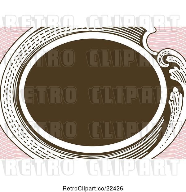 Vector Clip Art of Retro Victorian Oval Frame on Pink