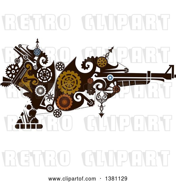 Vector Clip Art of Retro Victorian Steampunk Riffle with Gears