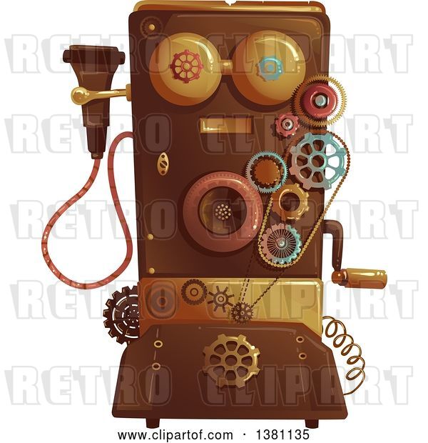 Vector Clip Art of Retro Victorian Steampunk Telephone