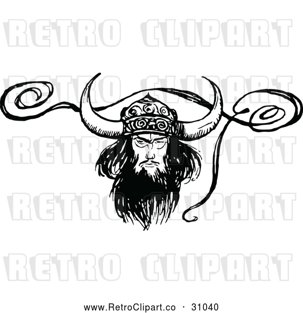 Vector Clip Art of Retro Viking with a Ribbon
