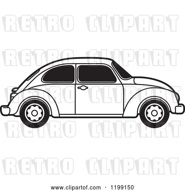 Vector Clip Art of Retro Vw Beetle Car with Tinted Windows