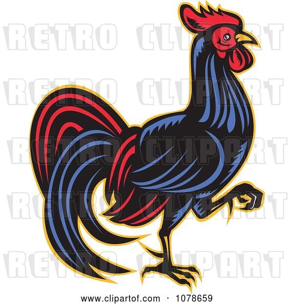 Vector Clip Art of Retro Walking Rooster Logo