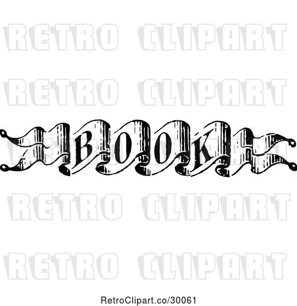 Vector Clip Art of Retro Wavy Book Ribbon Banner
