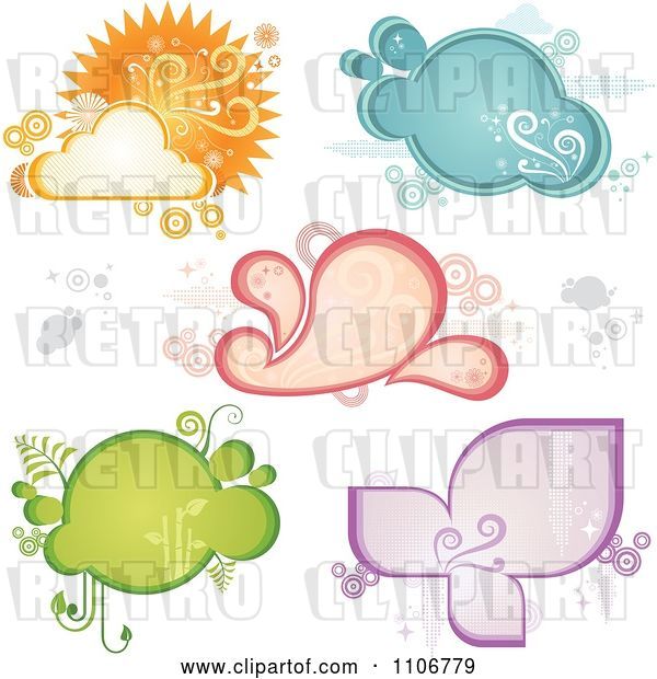 Vector Clip Art of Retro Weather and Ecology Frames