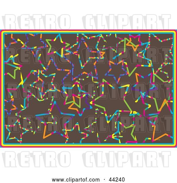 Vector Clip Art of Retro Website Background of Colorful Stars on Brown