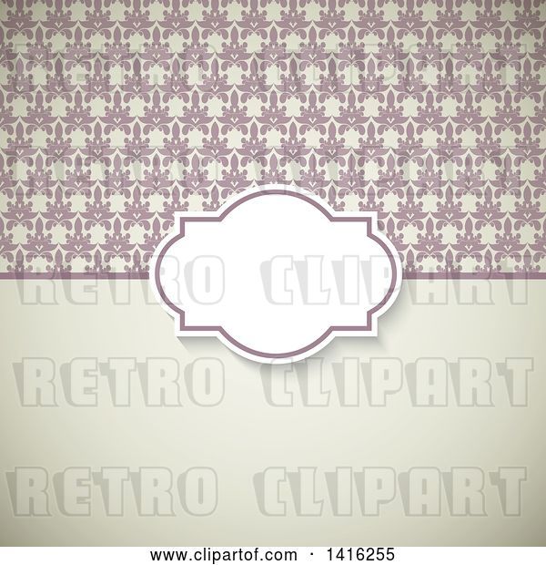 Vector Clip Art of Retro Wedding Invitation Background with a Frame over Floral and Solid Sections