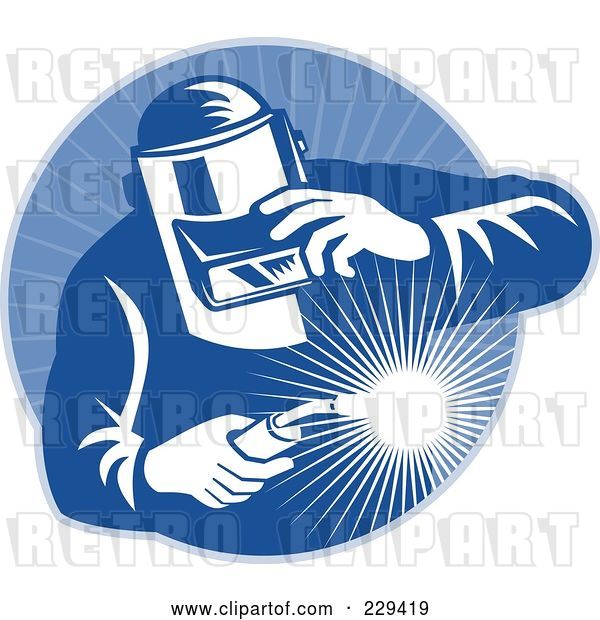 Vector Clip Art of Retro Welder Guy Logo - 1