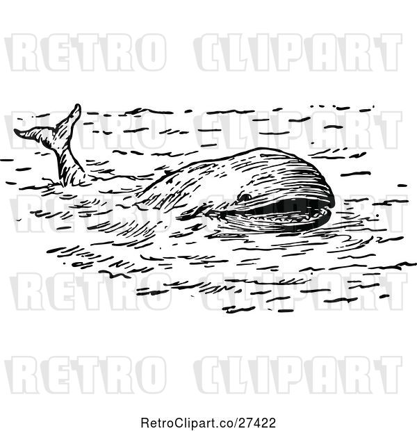 Vector Clip Art of Retro Whale