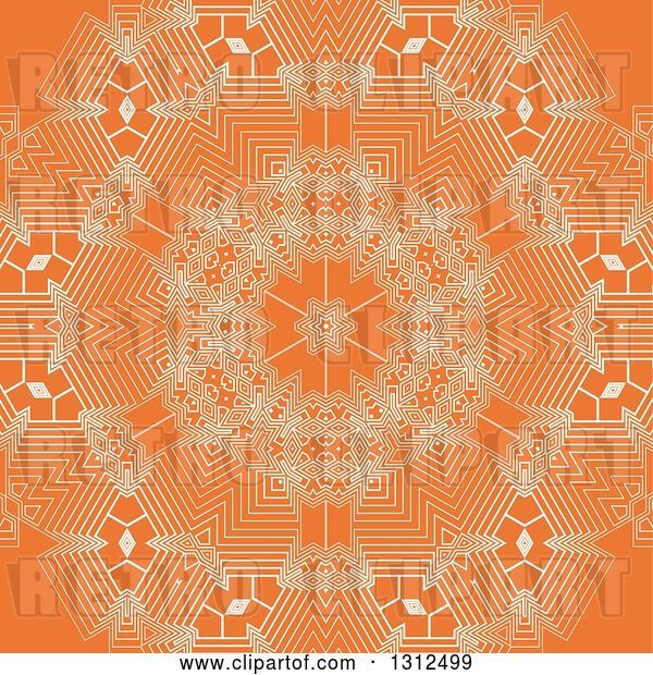 Vector Clip Art of Retro White and Orange Geometric Snowflake Background