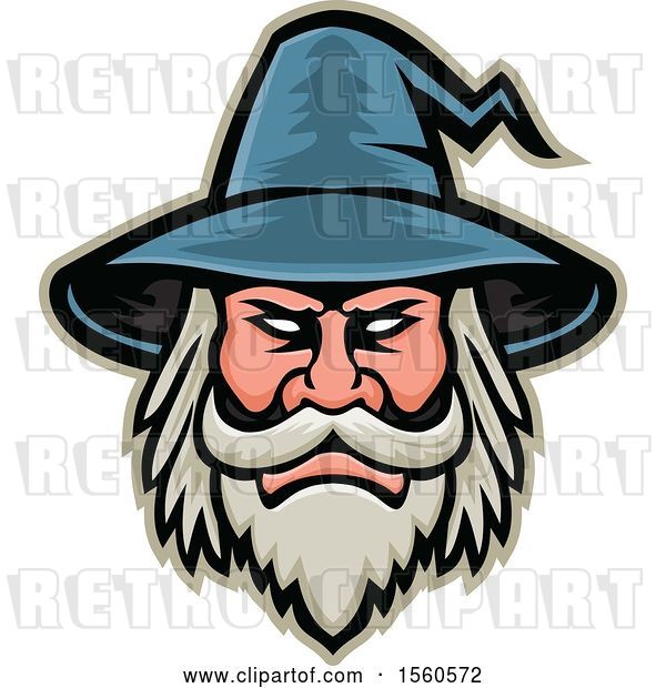 Vector Clip Art of Retro White Bearded Wizard Mascot