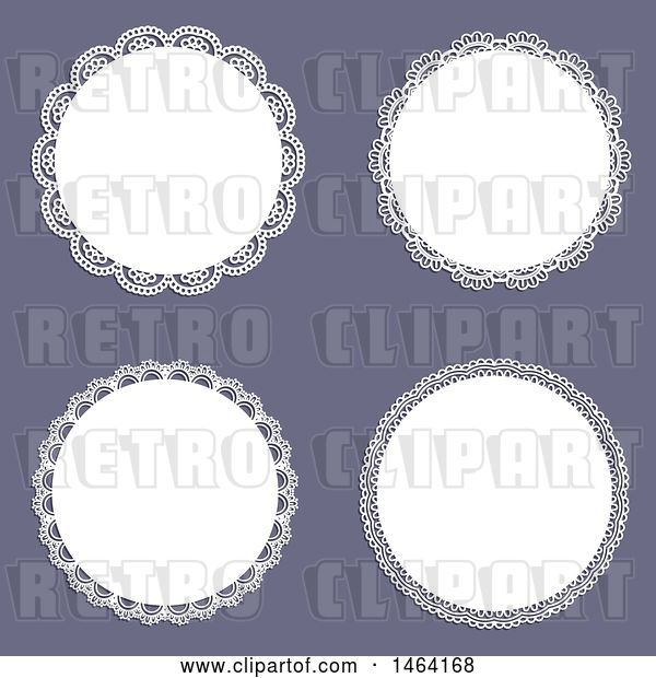 Vector Clip Art of Retro White Lace Frames on Purple