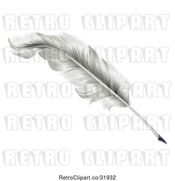 Vector Clip Art of Retro White Plume Feather Quill Pen