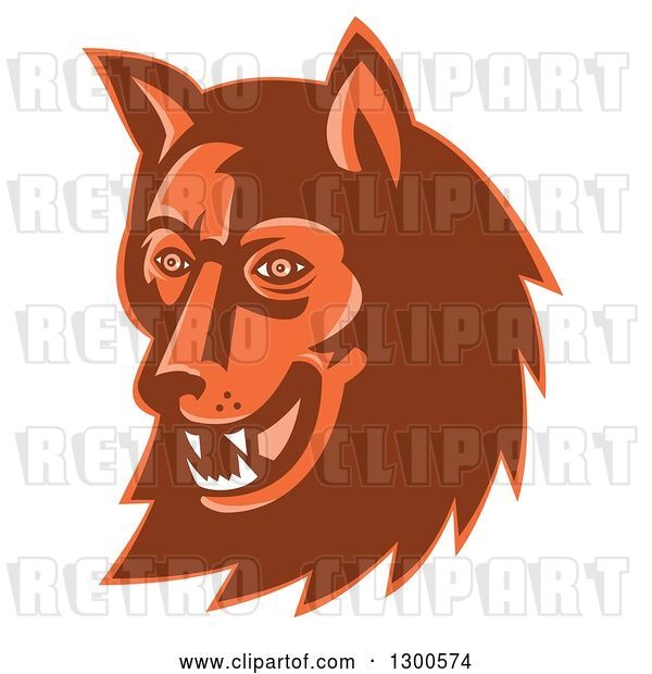 Vector Clip Art of Retro Wild Dog or Wolf Head