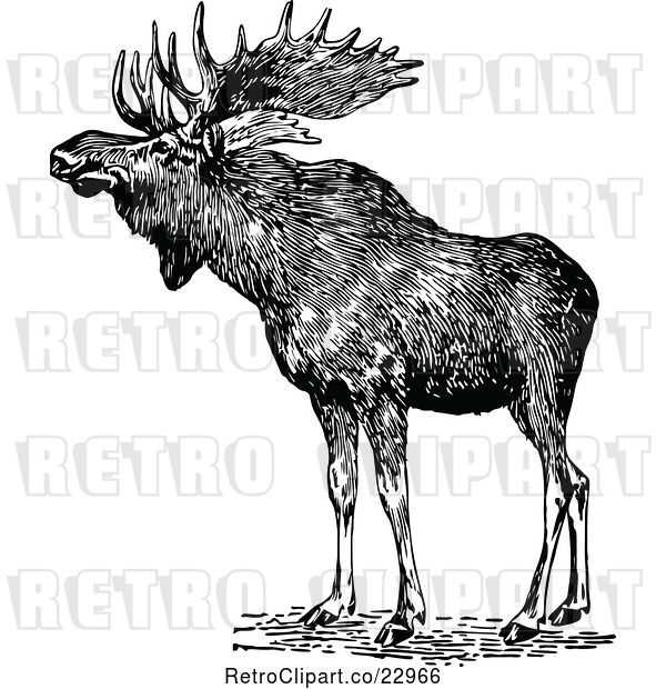 Vector Clip Art of Retro Wild Moose